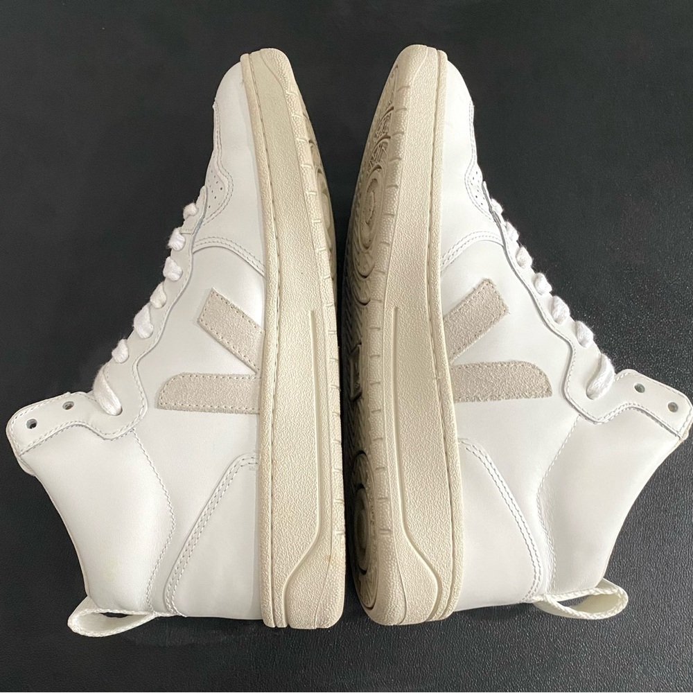 Veja V-15 White Leather Sneakers Size 7 High Tops Like New - Picture 10 of 16